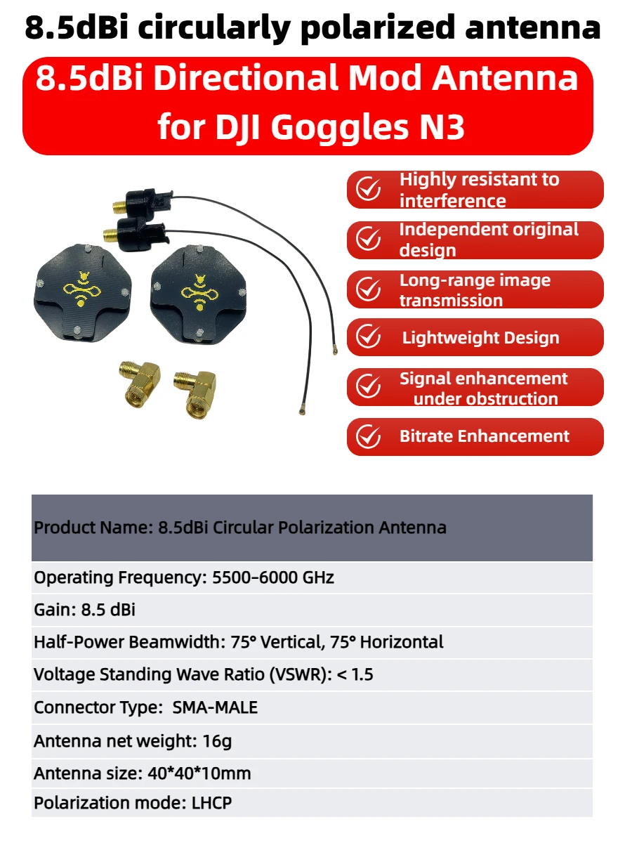 8.5dBi LHCP FPV Patch Antenna  - Drone Racing Goggles incelemesi ve fiyatı