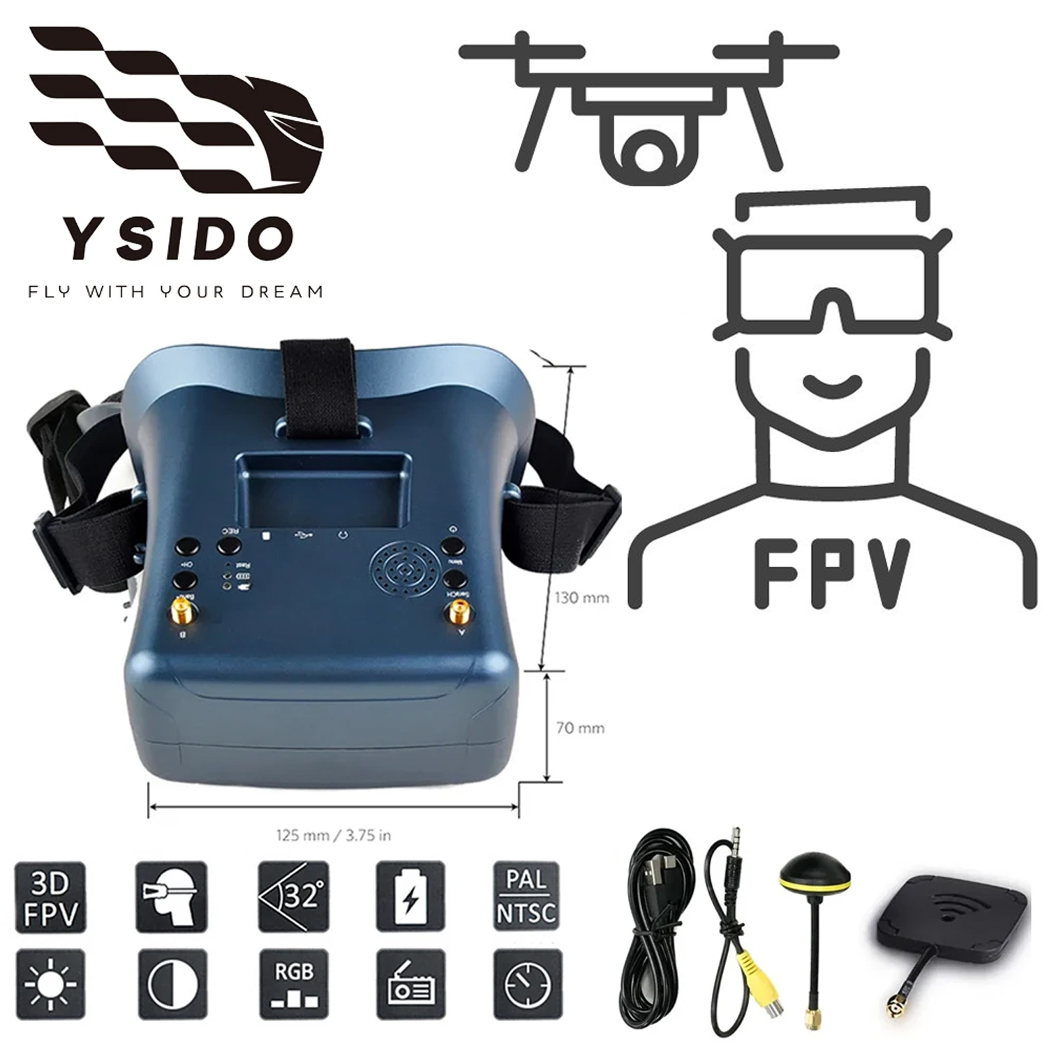 FPV Goggles 008D 5.8G 40CH 4.3 - Drone Racing Goggles incelemesi ve fiyatı